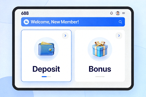 Dashboard member baru M88 setelah login pertama kali, menampilkan menu deposit dan bonus