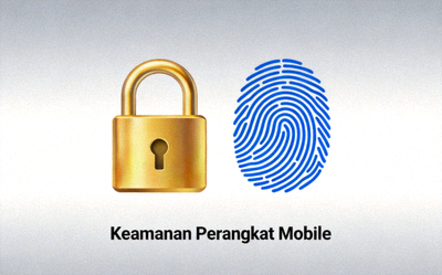 Gambar simbol gembok dan sidik jari yang merepresentasikan keamanan perangkat mobile